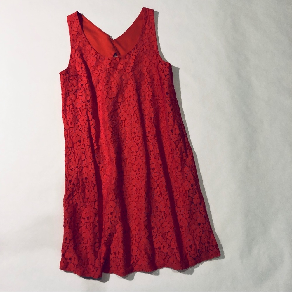 Summer Salmon Lace Shift Dress